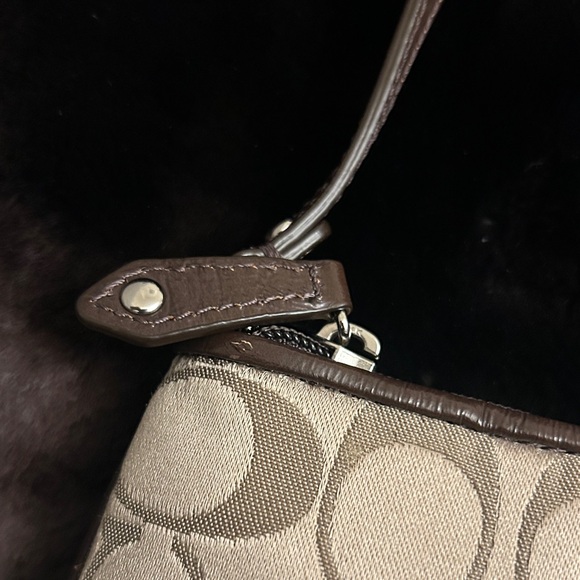 Coach Brown/Tan Signature Wristlet - Picture 5 of 12